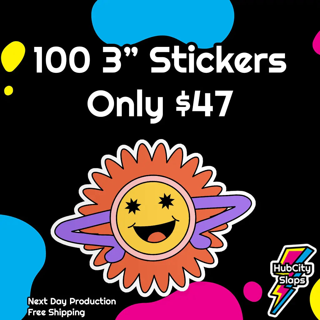 3 Inch Custom Stickers / 100 for $47 HubCity Slaps