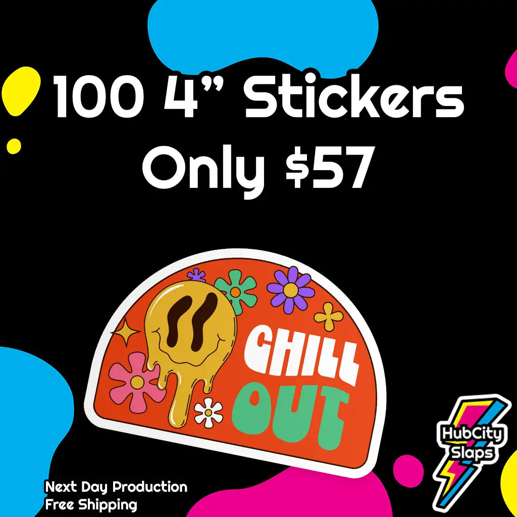 4 Inch Custom Stickers / 100 for $57 HubCity Slaps