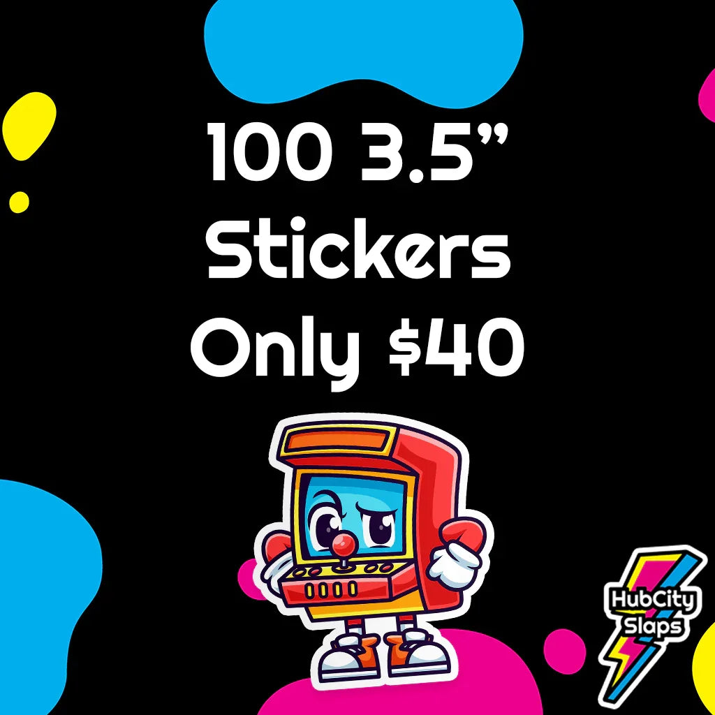3.5 Inch Custom Stickers / 100 for $40 - HubCity Slaps